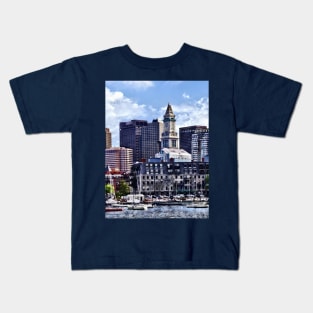 Boston MA - Skyline With Custom House Tower Kids T-Shirt